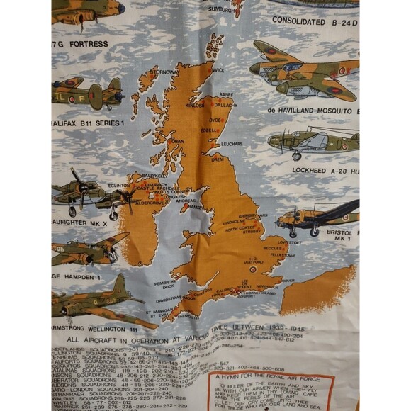 Vintage RAF Coastal Command Commemorative Cotton Tea Towel - Picture 8 of 12